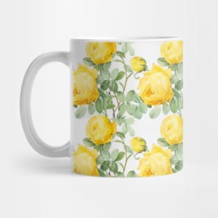 yellow vintage roses print (large) Mug